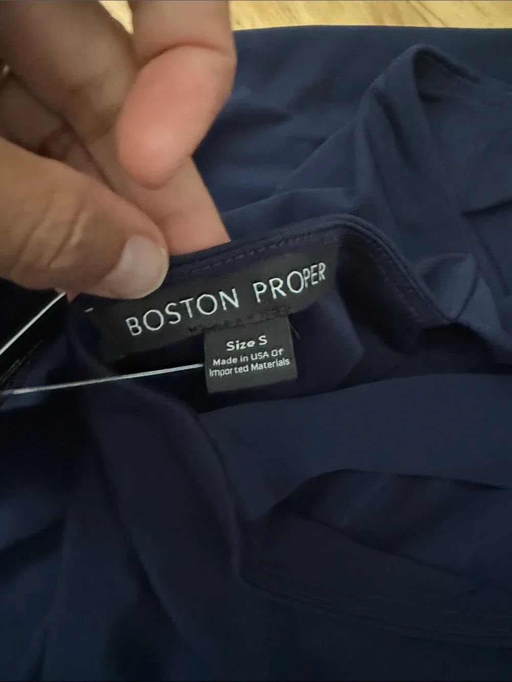 Boston Proper Navy Sleeveless High-Neck Halter Tank